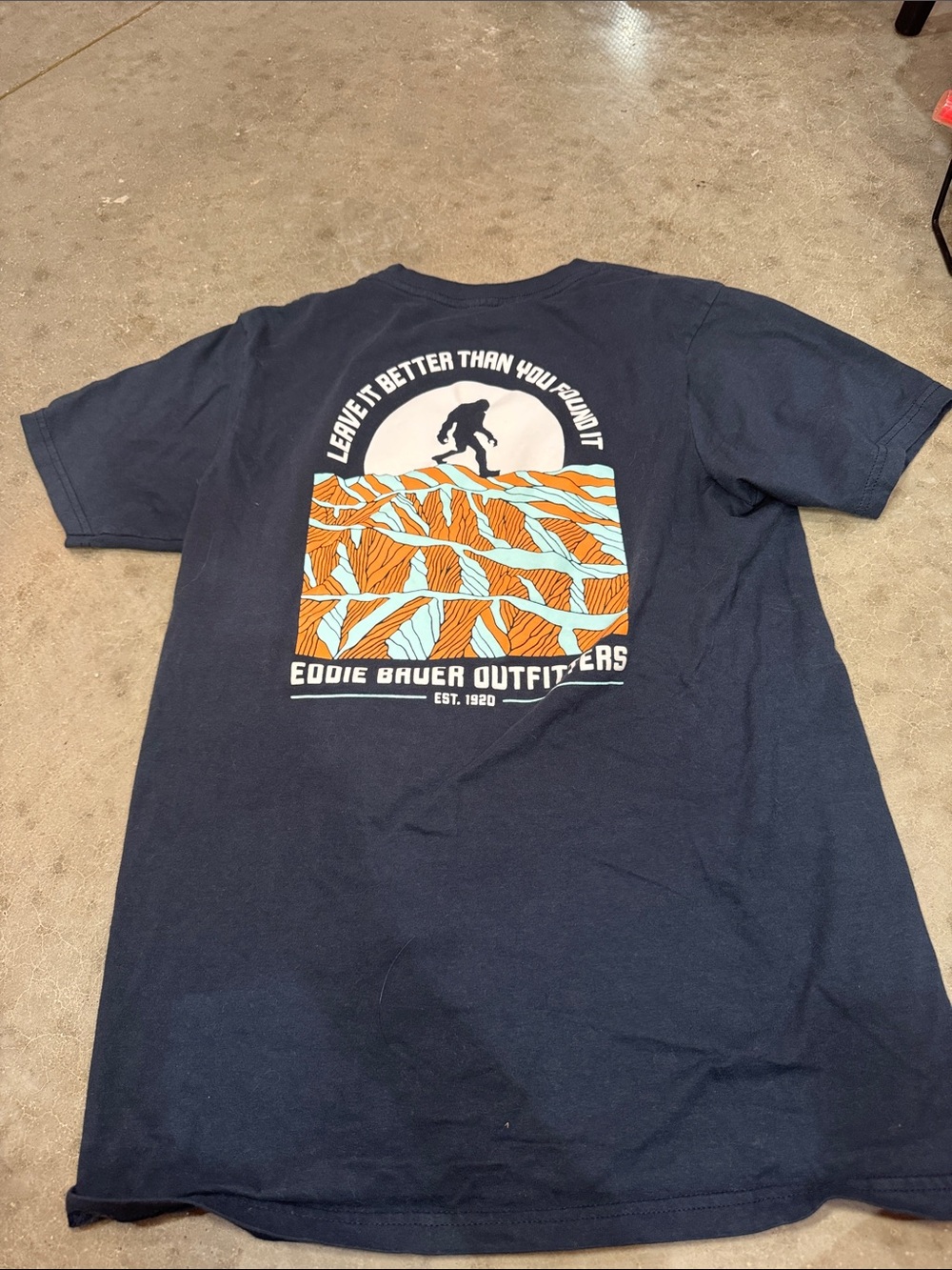 Eddie Bauer Navy Short-Sleeve Graphic Tee with Orange & Light Blue Design